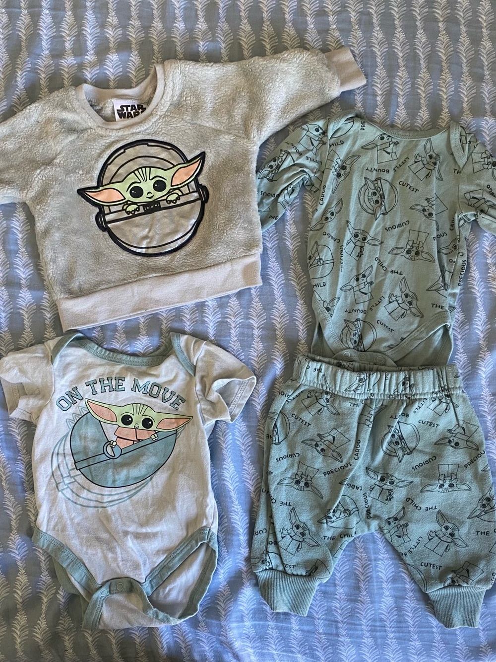 Star Wars 3M Baby Grogu Matching Outfit Set Space Sweatshirt Pant & Onesies
